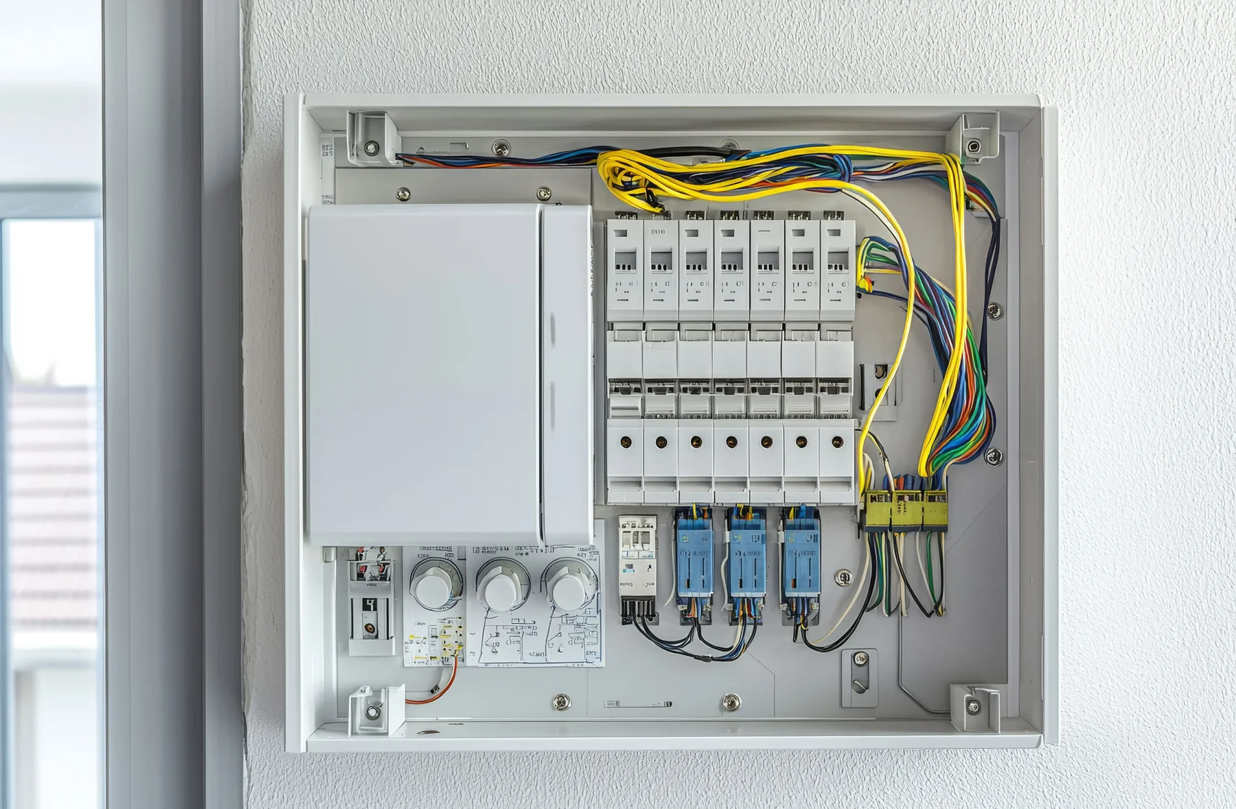 Moderne Elektroverteilung mit Zähler